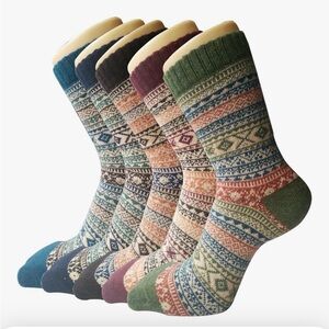 Amazon Brand New Multicolor Patterned Women's Boho Socks- 5 Pack
